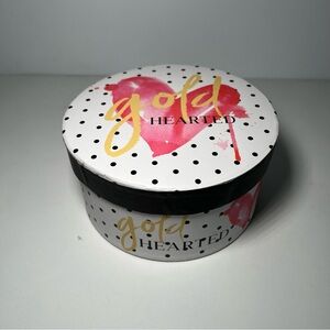 Gold Hearted Round Polka Dot Box